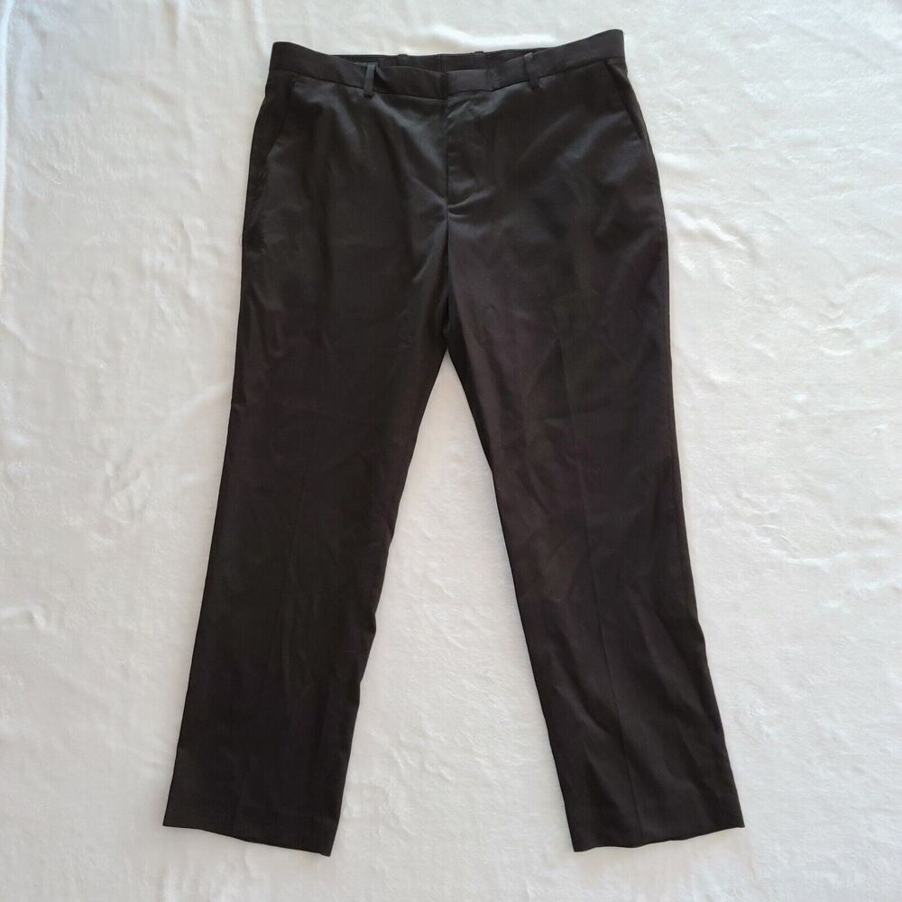 Perry Ellis Modern Fit 36x30 Men's Black Dress Pants Flat Front Pockets
